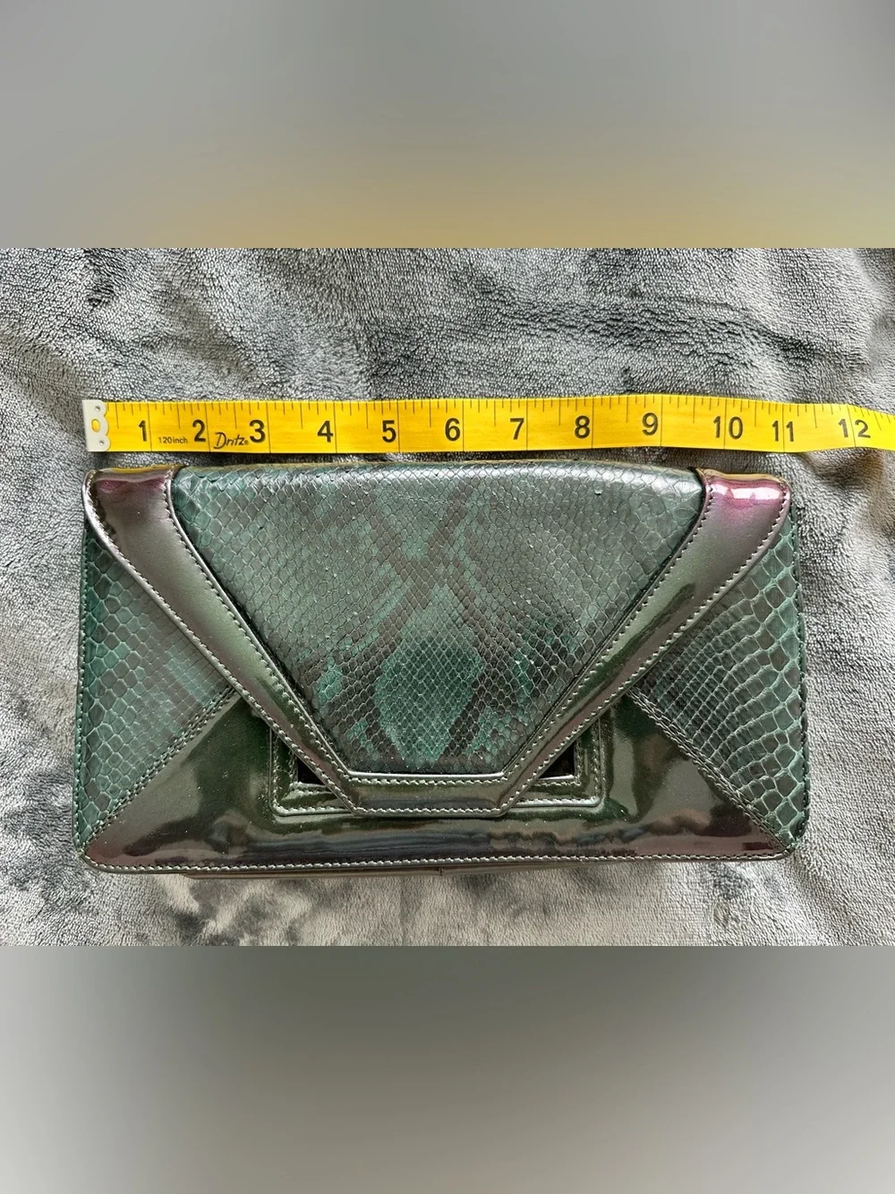 Pauric Sweeney Genuine Python Patent Leather Envelope Clutch Made in Italy